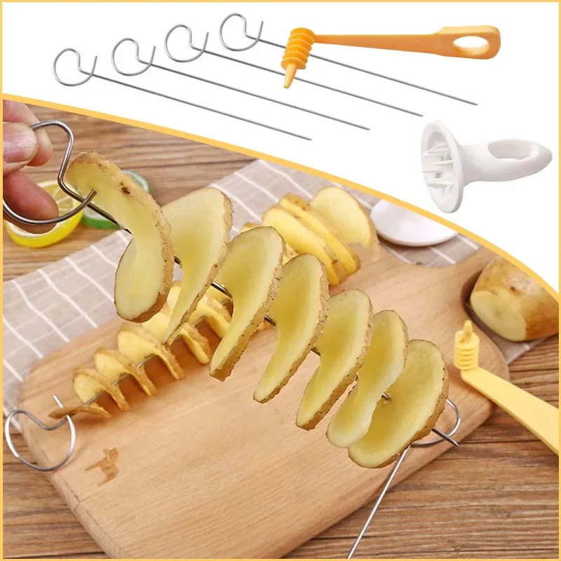 Potato Slicer 3 String Rotate Spiral Slice Cutter Twisted Vegetable Tools Stainless DIY Manual Creative Kitchen Gadgets