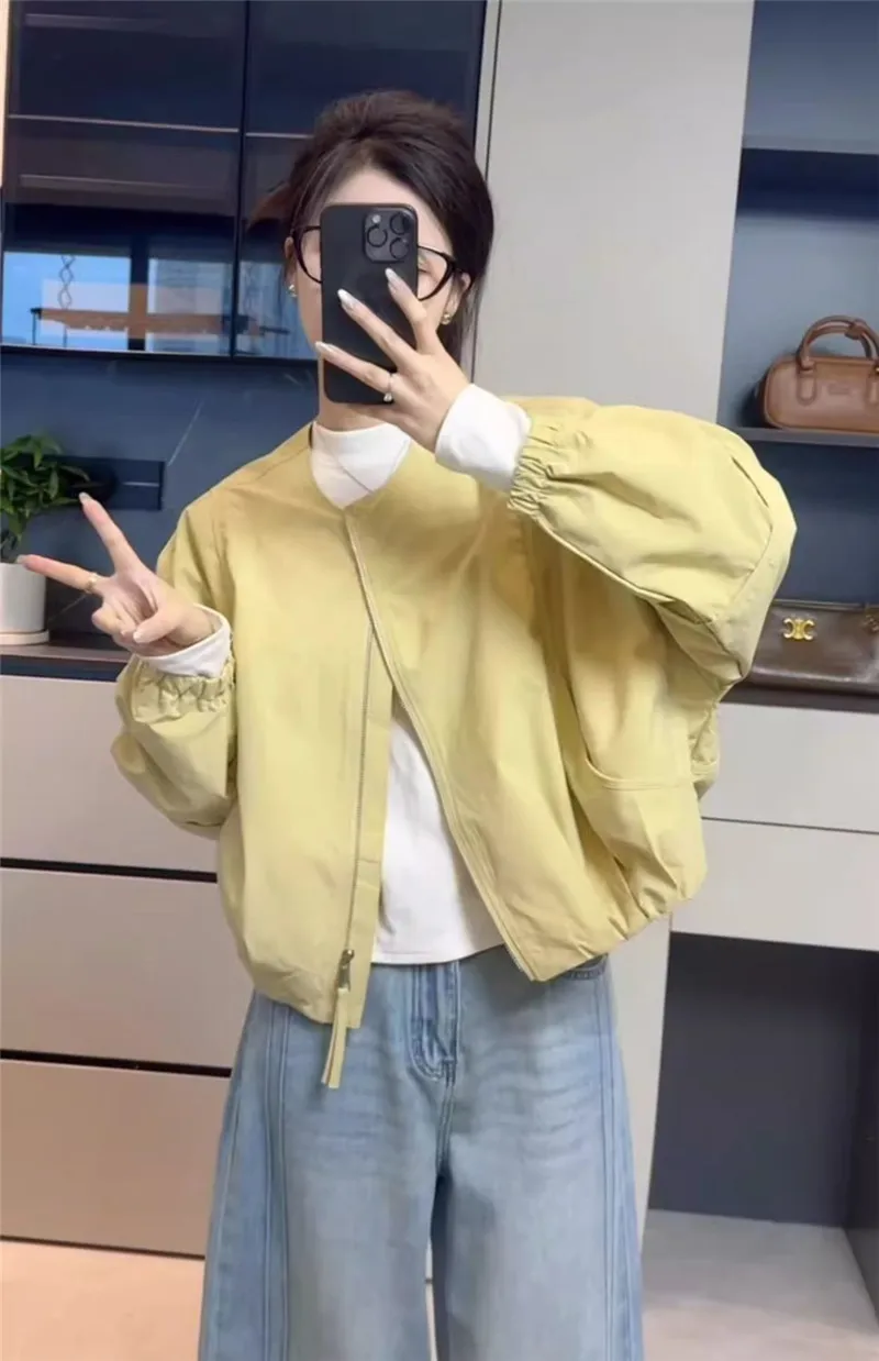 Korean Version Simple Women's Round Neck Solid Color Short Coat 2026 Spring New Female Casual Loose Jacket Joker Little Overwear 83 Sb94228a634e9404f968c68401e5e60eeJ