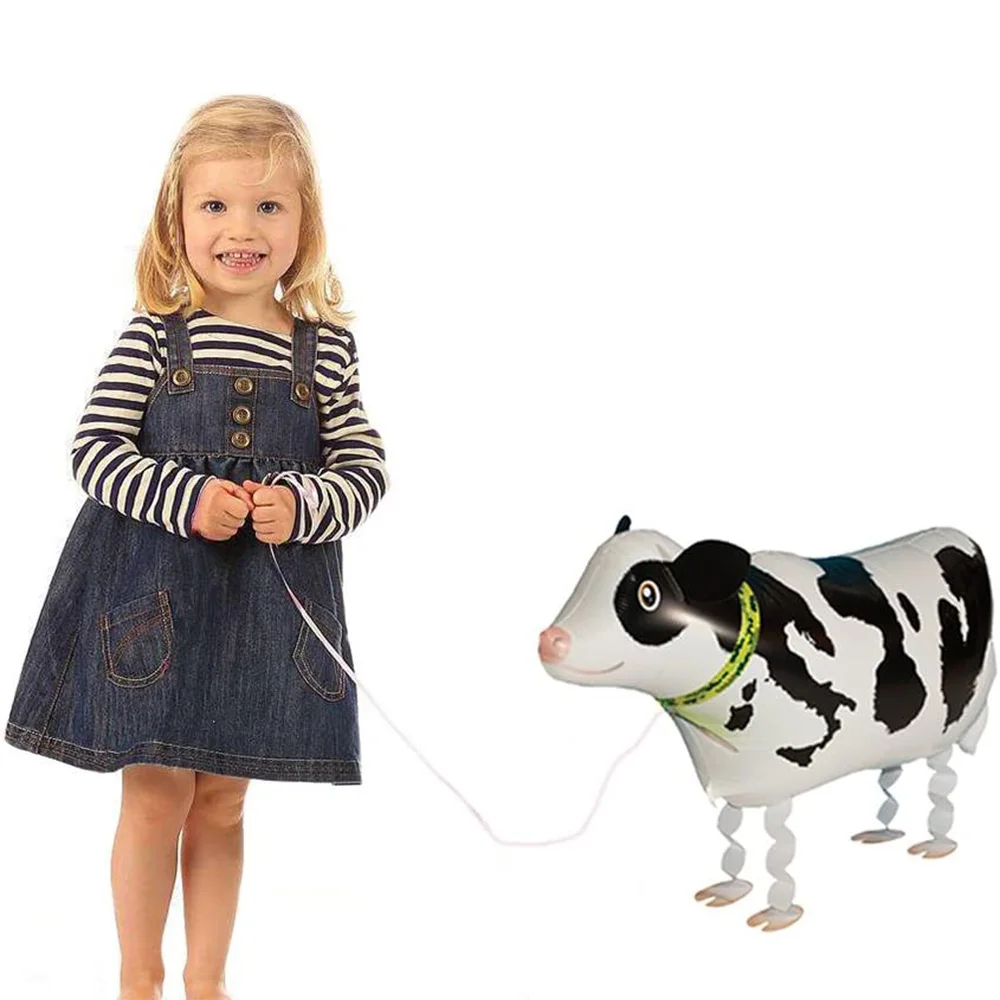 5pcs Walking Farm Animal Balloon Walking Cow Balloon Air Walkers Kids Animal Farm Birthday Party Supplies Cow Theme Party Decor