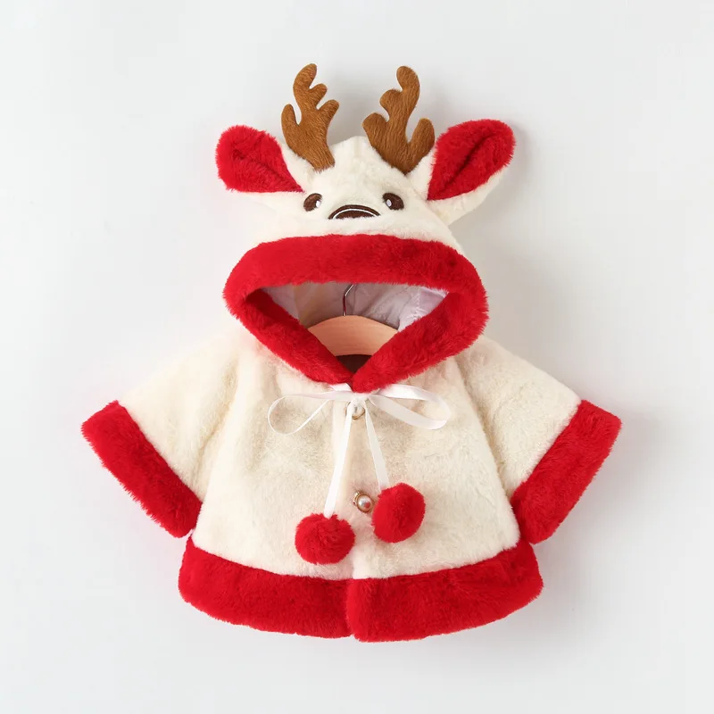 

Cute Elk Plush Baby Jacket Autumn Winter Baby Girls Coat Warm Hooded Outwear Christmas Princess Cloak Toddler Girl Clothes