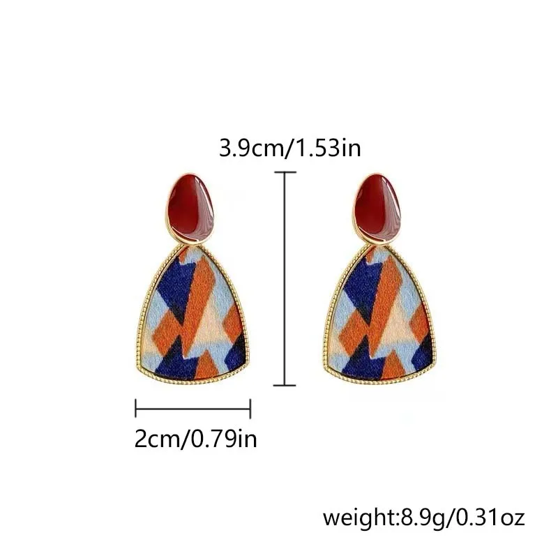 Vintage Burgundy Enamel Square Stud Earrings for Women Gold Color Metal Imitation Pearl Flower Earring Party Jewelry