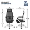 Mesh Gaming Desk Chair Set with Bookshelf Z-Shaped Modern Office Desk and Chair Easy to Assemble Sturdy Steel Frame Adjustable 2