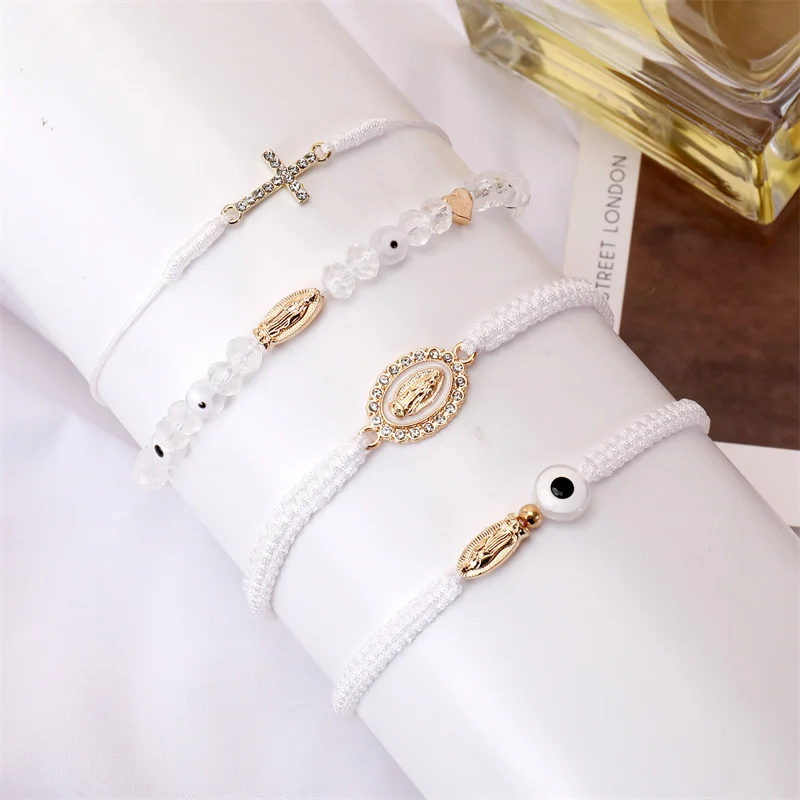 Mexican Braclets Virgin Mary San Judas Tadeo Bracelet For Women Girls Red  String Enamel Charm Crystal Beads Anklets Jewelry - AliExpress