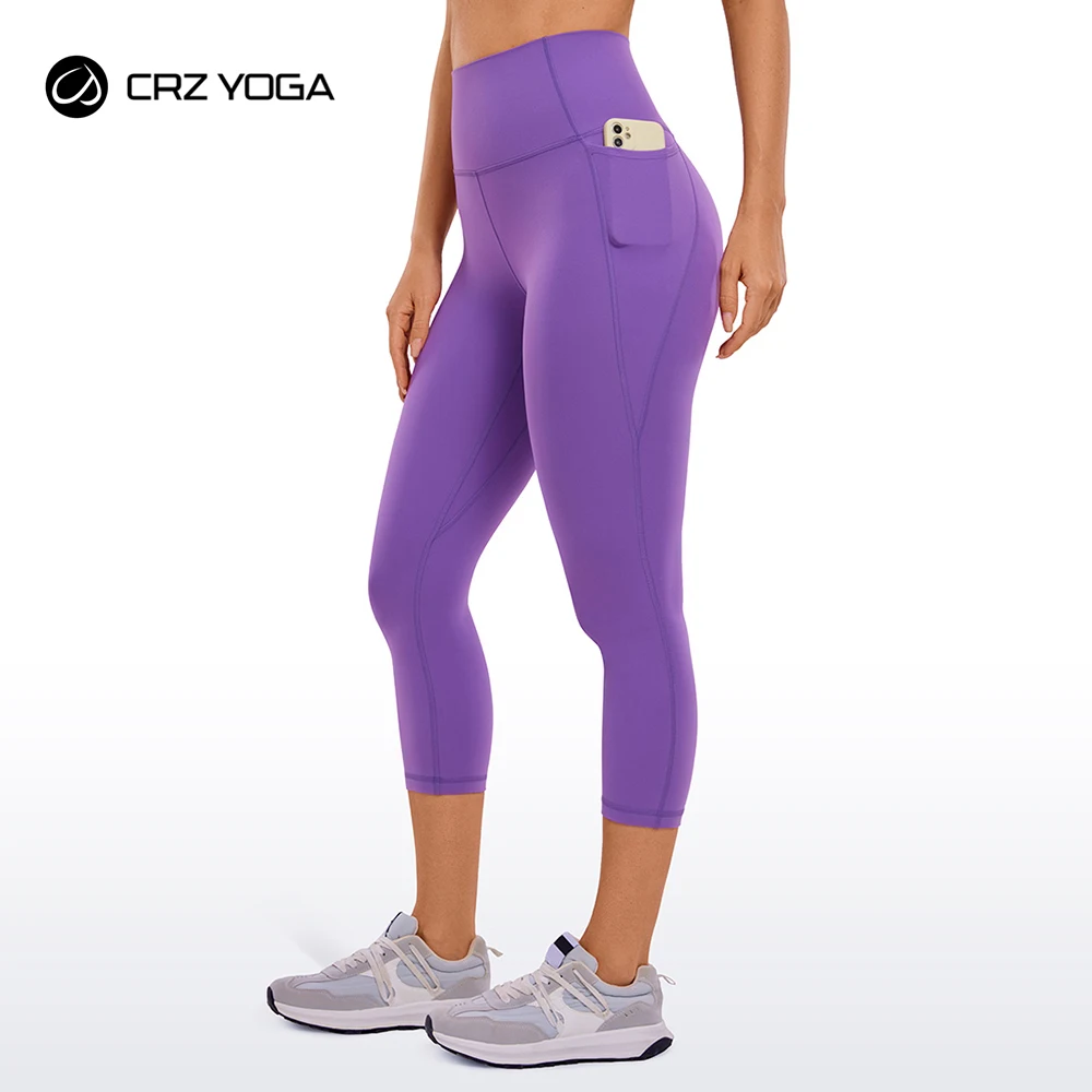 Crz Yoga Leggings Capri Da Allenamento Butterluxe Da Donna Con Tasche 21 Pollici-Leggings Da Yoga A Vita Alta Da Palestra Athletic Crop