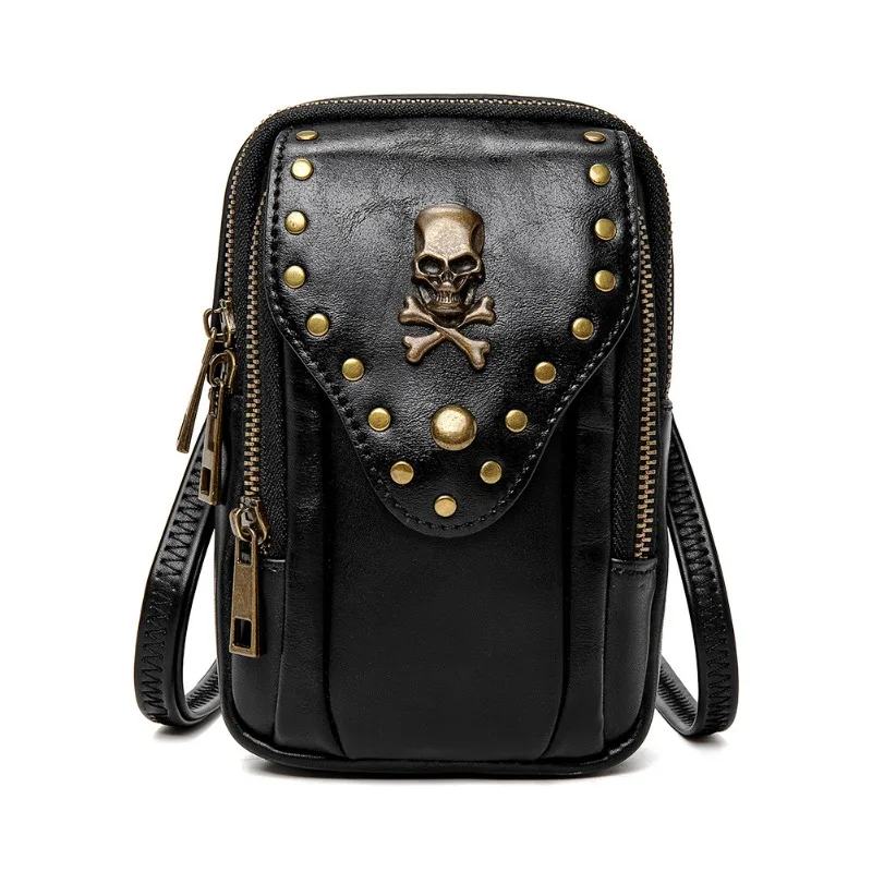 Retro Mini Messenger Wallet Waist Bags Special Skull Rivet Women's Shoulder Bag Crossbody Bag Phone Bags