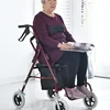 Aluminum Alloy Elderly Shopping Handcart, Push-and-Sit Capability, Four-Wheel Foldable Cart, Seating Mobility Walker 2