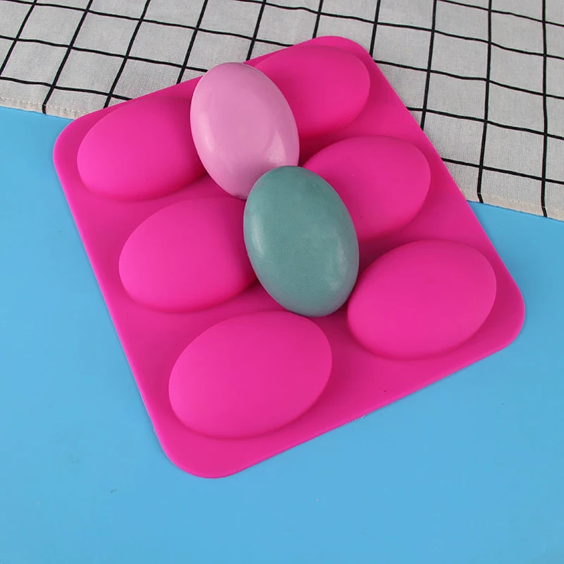 Duck Egg Silicone Mold Oval Handmade Soap Silicone Soap Mold 6 Even Egg Fondant Cake Porous Candle Making