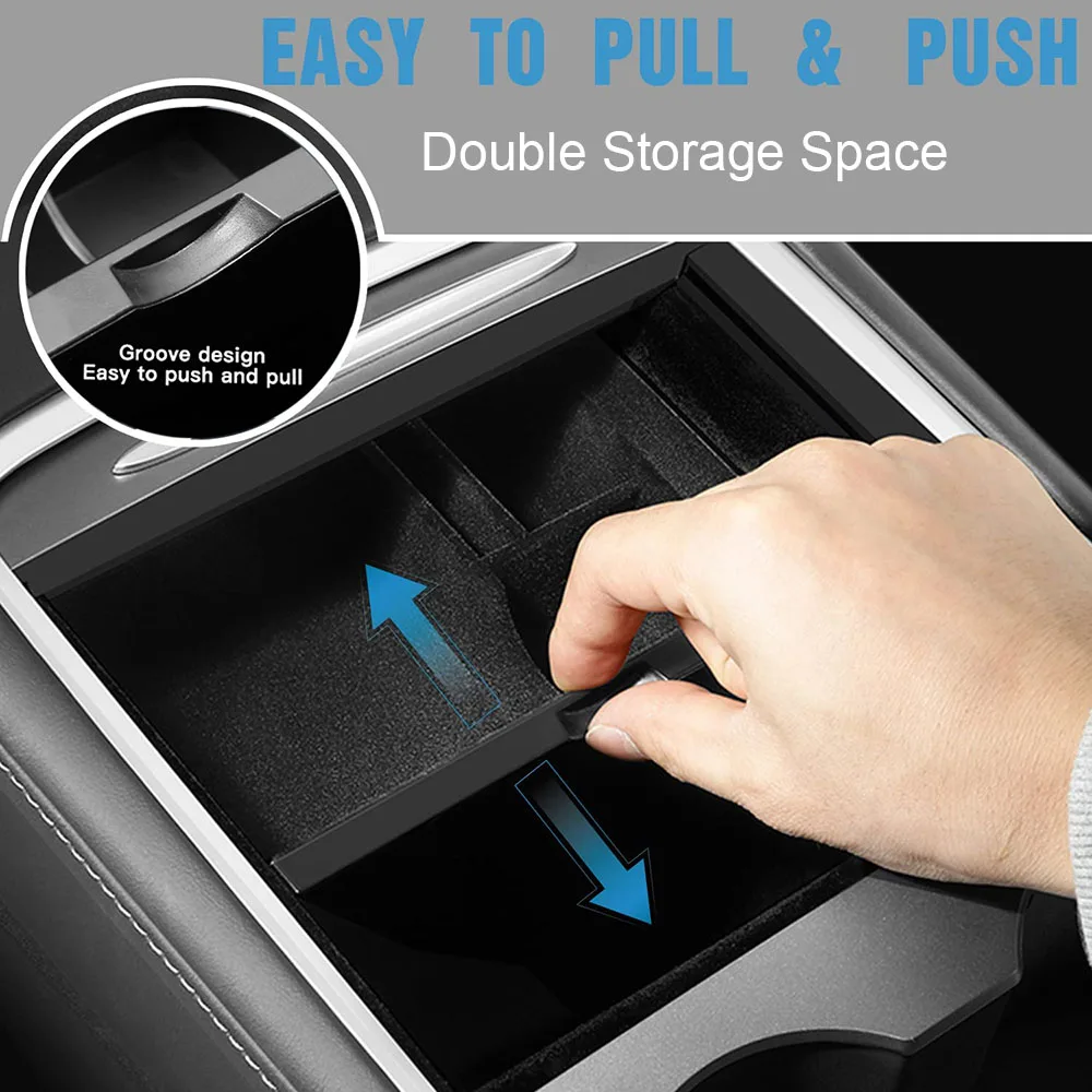 2023 Tesla Model 3 Model Y Accessories Center Console Organizer Tray  Armrest Hidden Cubby Drawer Storage Box ABS Material for Tidy Collection of