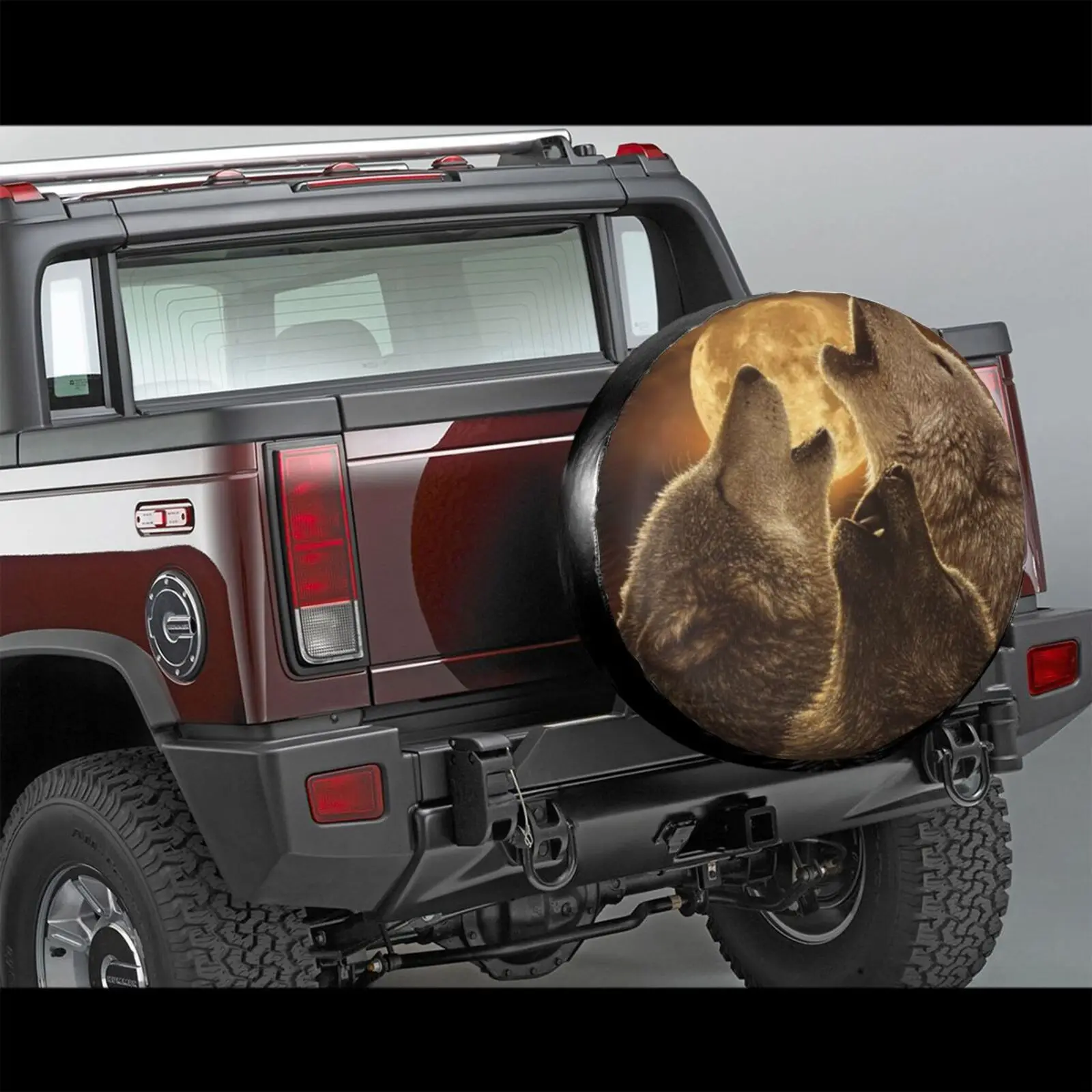 

Printed Wolf Custom Auto Parts Tire Cover PU Leather Wolf Head Wheel Tire Cover High Quality Vehicle Protection Accessories