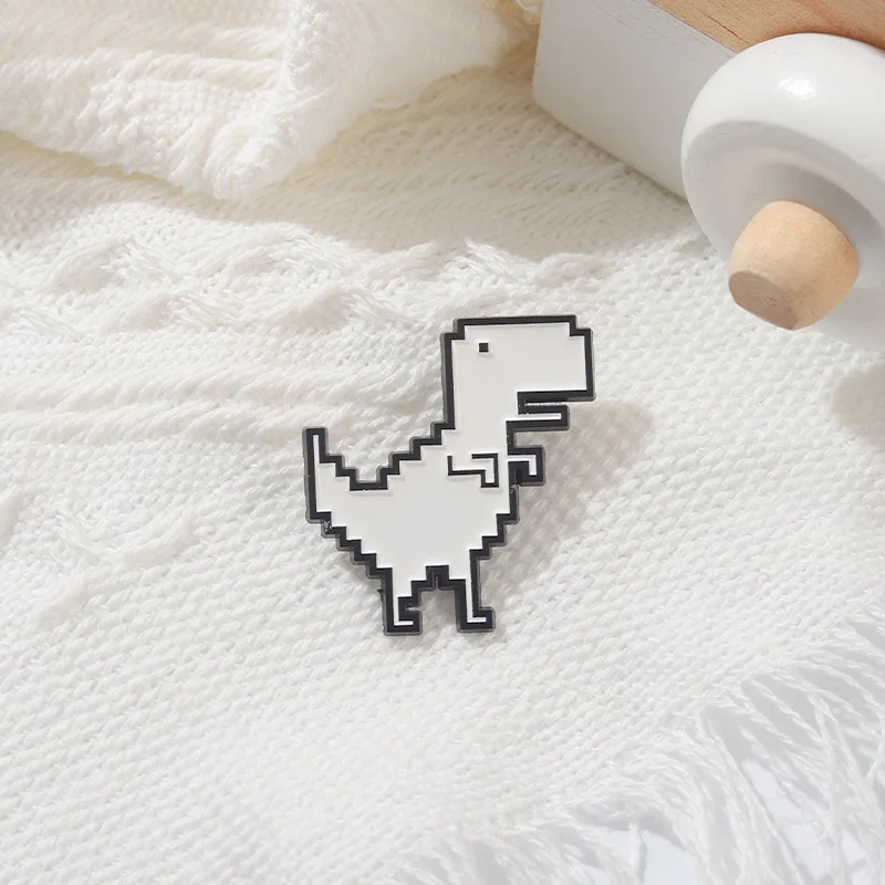 Recreatieve Pixel Stijl Dinosaurus Doos Metalen Ontwerp Badges Broche Emaille Spelden Label Tas Rugzak Hoed Sieraden Cadeau