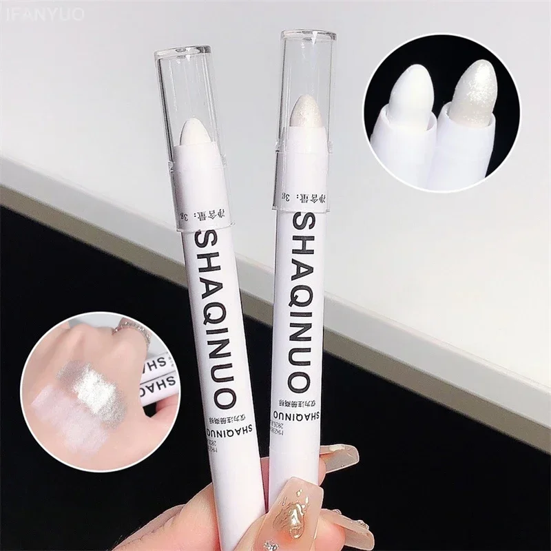 Pearl Matte White Eyeshadow Stick Shimmer Silver Highlighter Pen Eyeliner Pencil