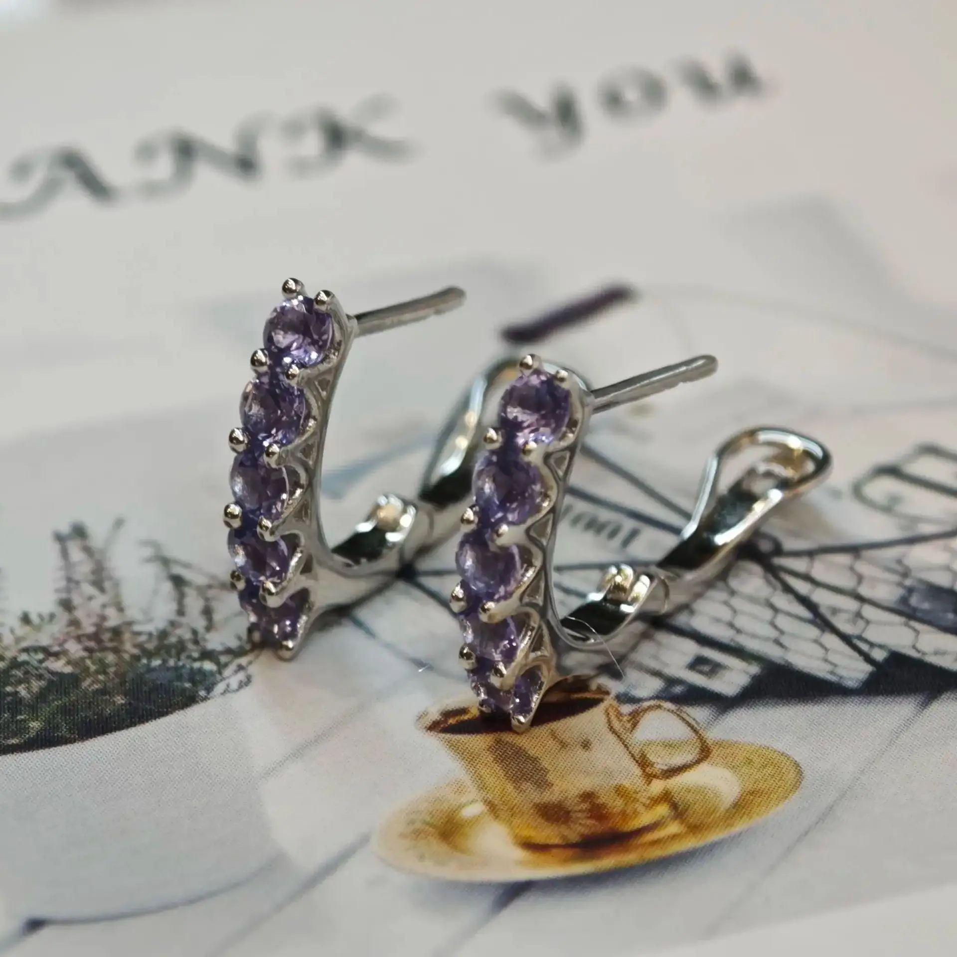 925 Sterling Silver Clip Earrings Tanzanite Earring 2.5mm Round Clip Earring Elegant Woman's Jewelry