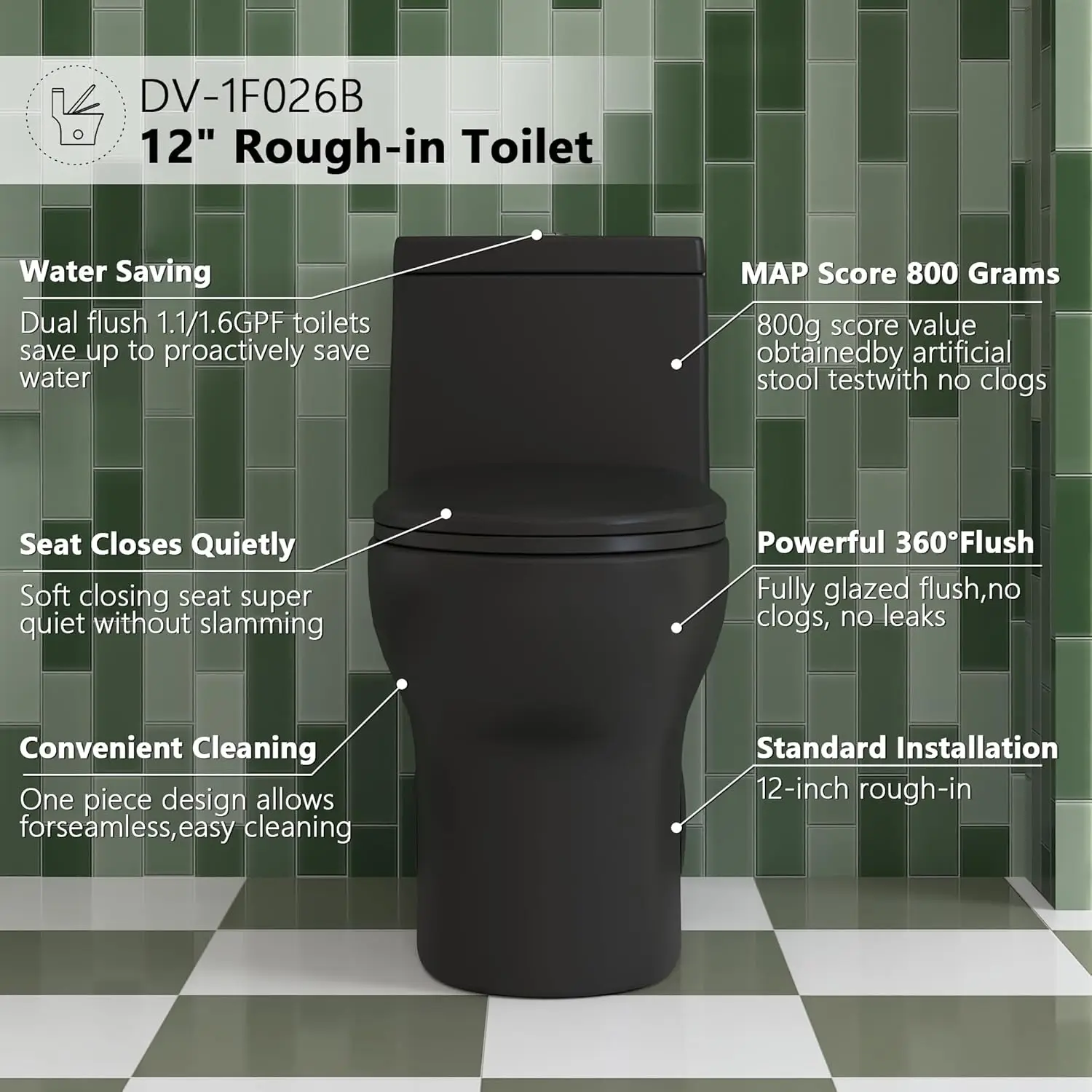 Elongated One Piece Toilet Dual Flush Toilet with Comfortable Seat Height Powerful Quiet Modern Standard Toilet for Bathroom 3