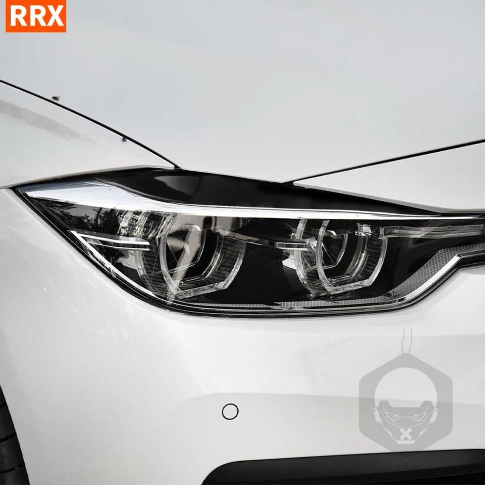 Qiilu Sourcils De Phares Piano Black – 2PCS Pour BMW Série 3 F30 2013-2015, Look Sport Élégant