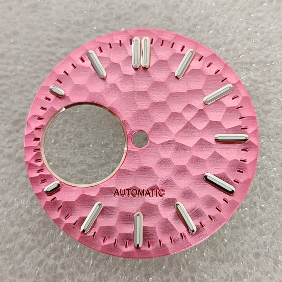 Hammered Texture 28.5mm Watch Dial with Green Luminous Accents
