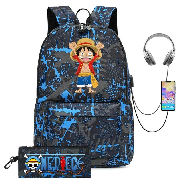 Impressão gráfica engraçada o capitão macaco um d. Luffy pedaço cartaz  carga usb mochila homens sacos