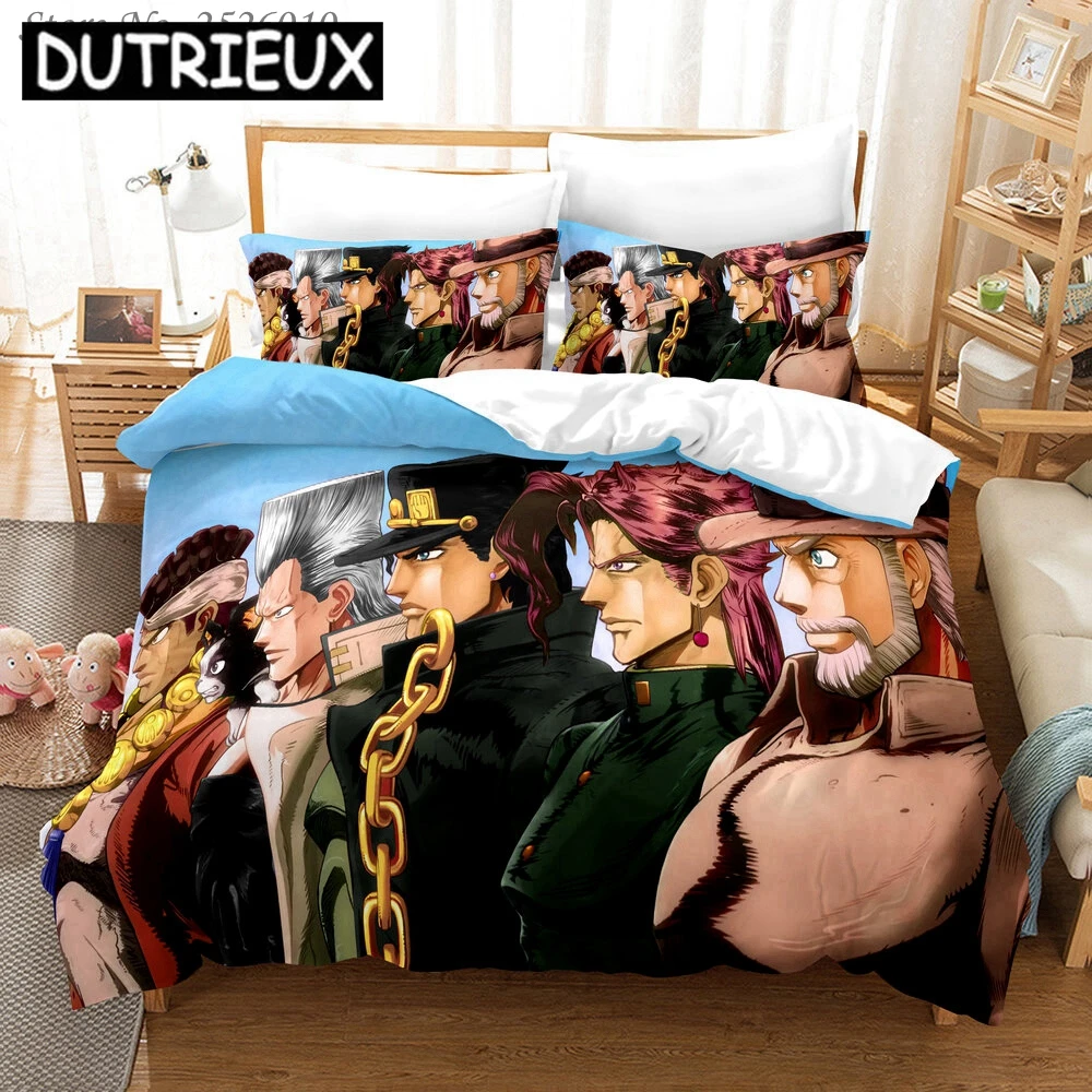 

Anime JoJo's Bizarre Adventure 3D Bedding Set Children Character Printed Duvet Cover Set Bed Linens Twin Full Queen King 02