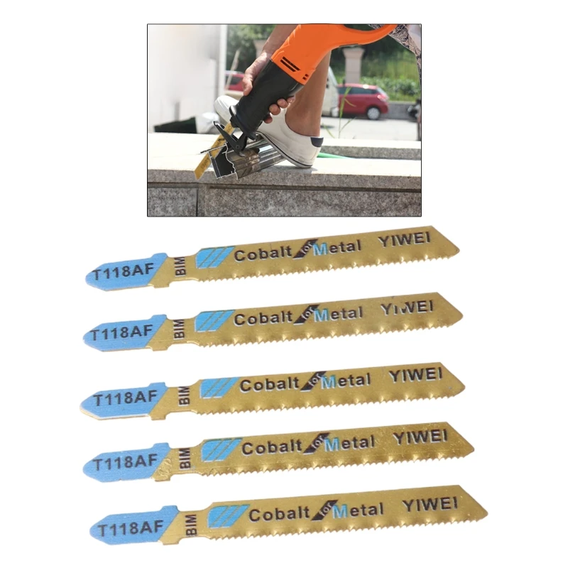 

5 Pcs HCS T118AF Jig Blades Metal Fast Cutting Reciprocating Blade