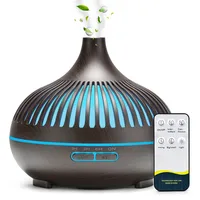 500ML Aromatherapy Essential Oil Diffuser Wood Grain Remote Control Ultrasonic Air Humidifier Cool with 7 Color LED Lights 1