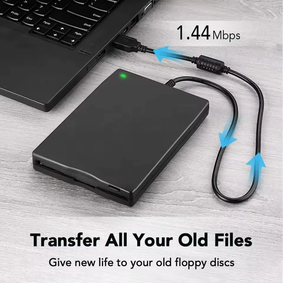 Compact 3.5-Inch External USB Floppy Disk Drive Reader