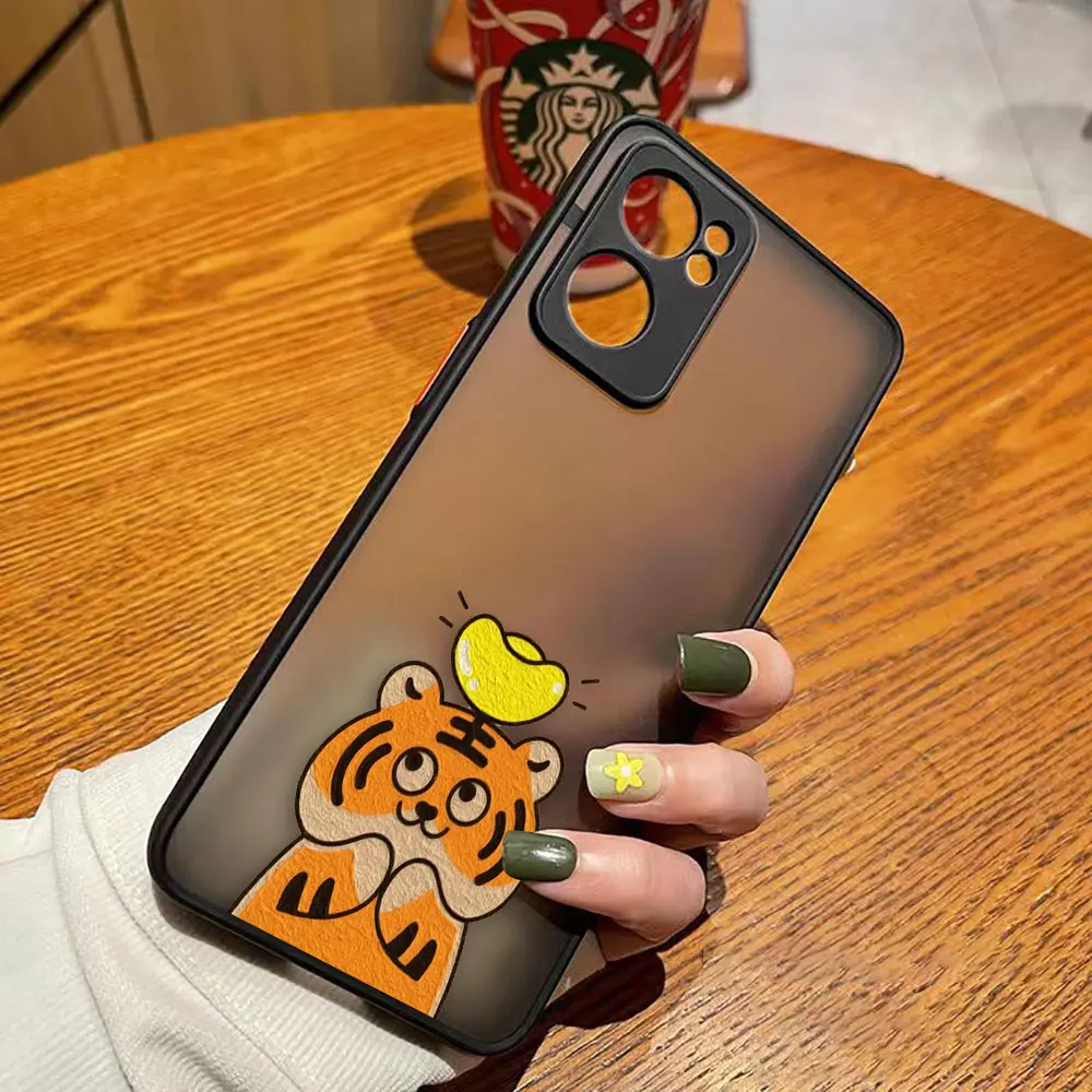 Funda de teléfono mate para OPPO RENO 8 8T 7Z 7 6Z 6 5 4 3 PRO PLUS 4G 5G Edge Funda rígida Funda Coque Capa Shell lindo pequeño tigre