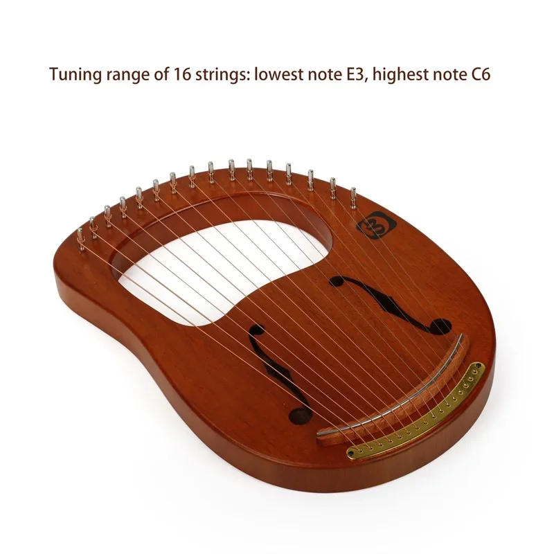 Single Board 16-String Wooden Lyre Harp Metal Strings Portable Solid Wood Stringed Instruments For Beginners Music Lovers