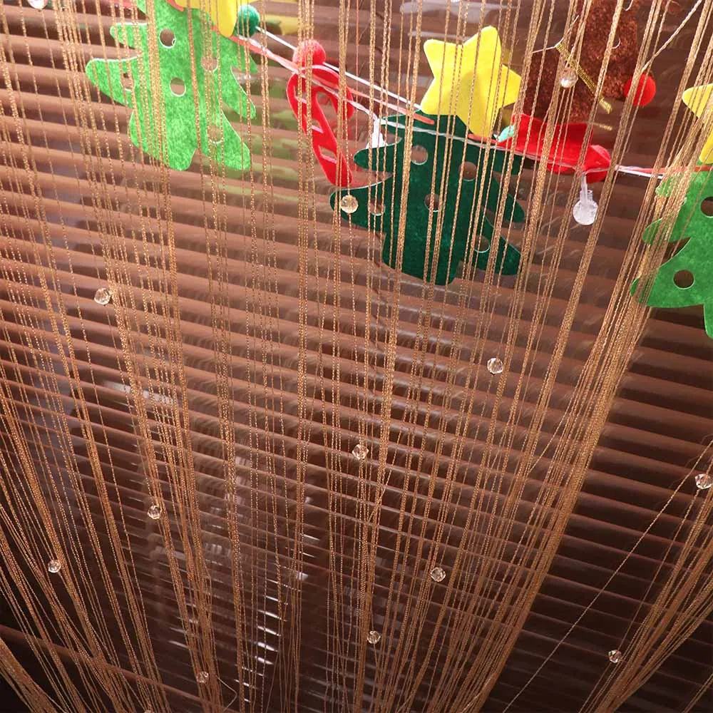 Shiny Crystal Beads String Curtain Room Divider Solid Color Door Curtain Elegant Romantic Tassel Window Curtain Home Decor