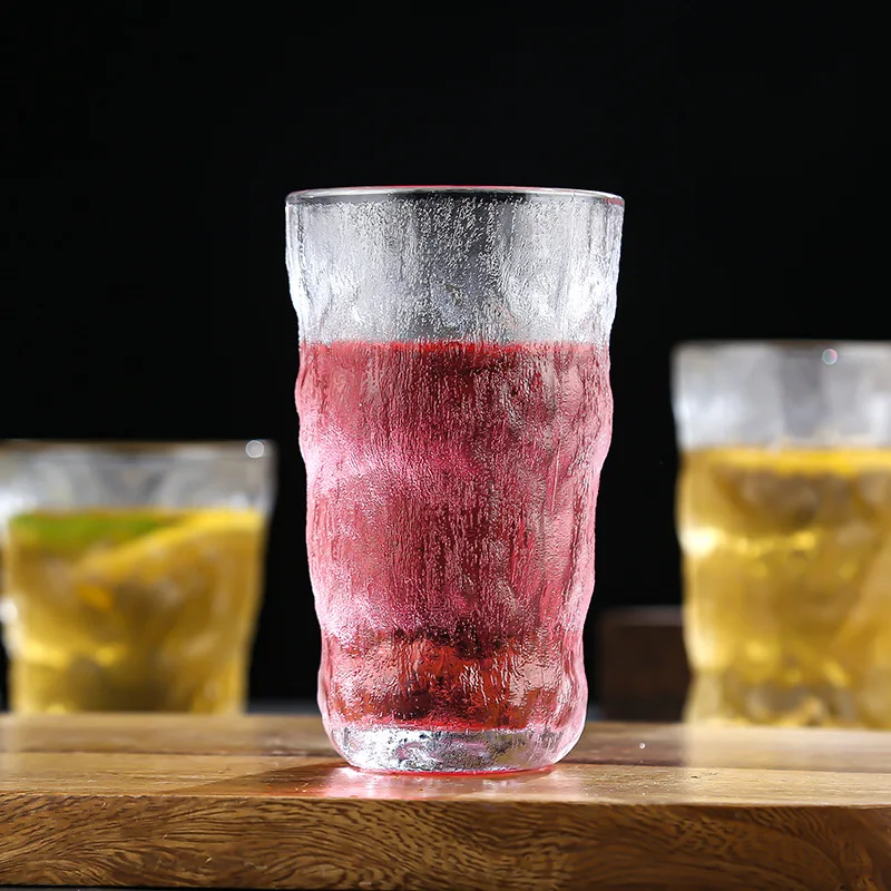 

High Appearance Level Japanese Style Glacier Cup Creative Transparent Draping Glass Household Large Capacity Coffee Cup Gift Cup