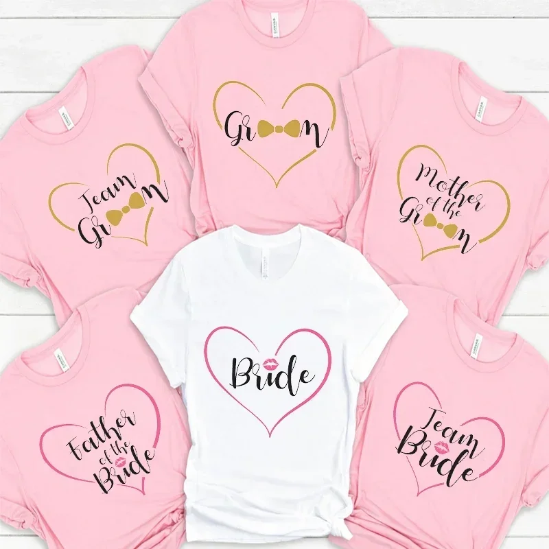 

Team Bride Groom T-shirt Family Group Set Tee Engagement Wedding Party Tshirt Bridal Shower Shirt Mother Father of The Groom Top