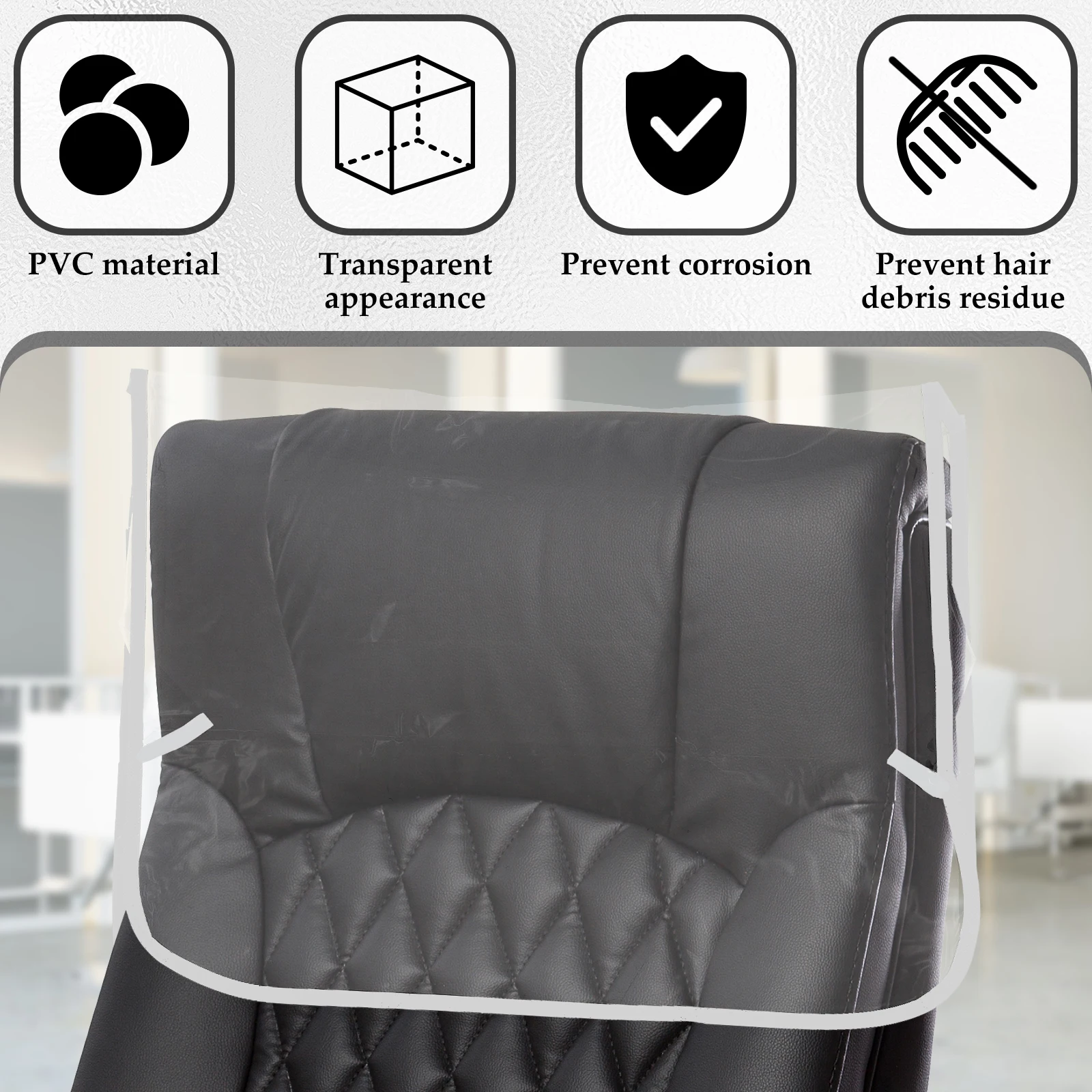 4Pcs Clear Salon Chair Cover Plastic Barber Beauty Salon Chair Protective Cover for Most Spa Hair Salon Office Chair Back Cover