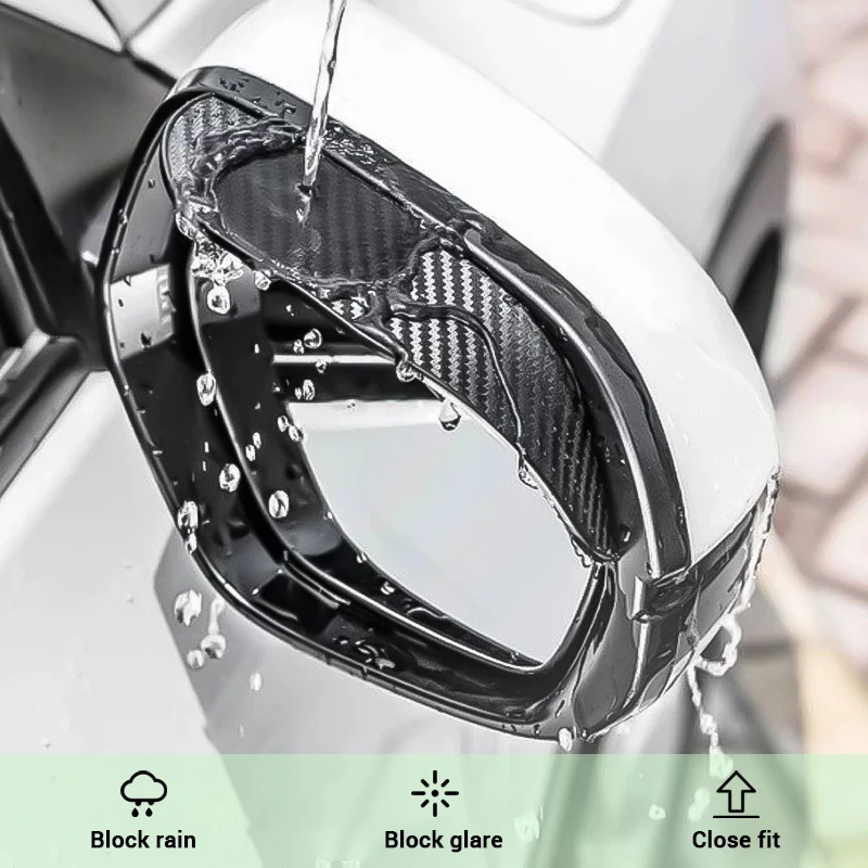 SEAMETAL 2pcs car mirror Universal Car Rearview Mirror Rain Eyebrow Carbon Fiber Car Rear View Rainproof Blades Stickers Accessories