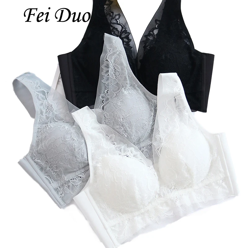 Summer Lace Sexy Gathering Silk Bra Without Steel Ring Thin Silkworm Silk Back Bra