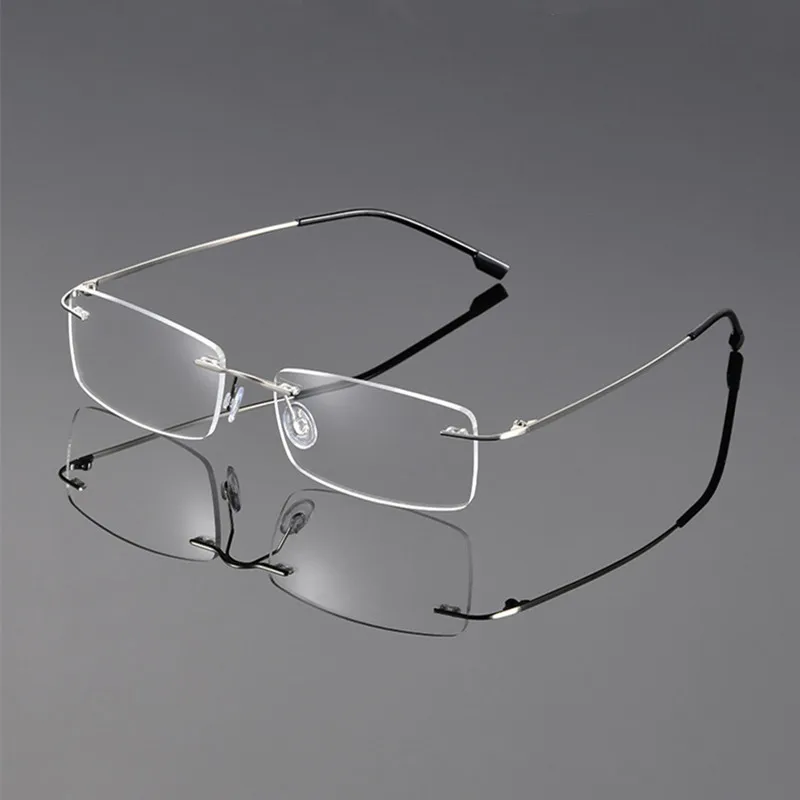Anti-blue light rimless prescription glasses men women titanium myopia short-sighted reading eyewear