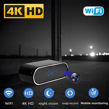 Mini telecamera HD 4K aggiornata con risoluzione migliorata, visione notturna a infrarossi, rilevamento del movimento, visualizzazione remota WiFi wireless