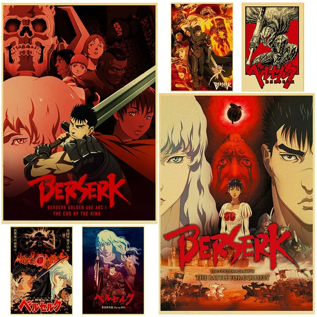 Clássico anime berserk filme cartazes retro kraft papel adesivo