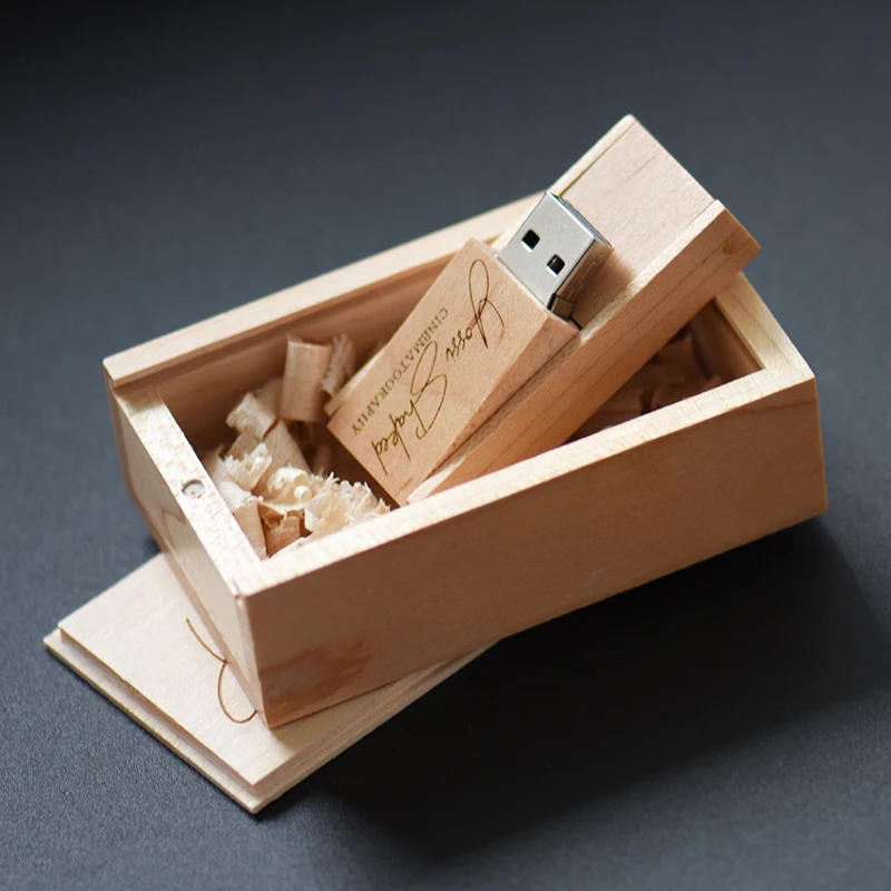 고속 3.0 USB 플래시 드라이브, 나무 상자 메모리 카드 스틱, 펜 드라이브 사진, 결혼 선물, 펜 드라이브, 무료 커스텀 로고, 128GB