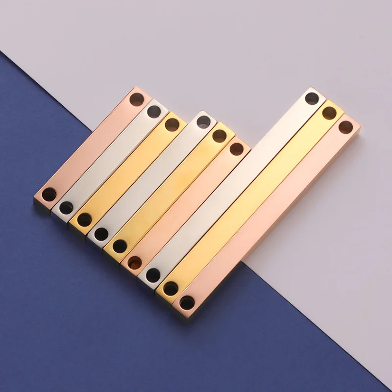 20Pcs/Lot Long Bar Connector Charm Blank Strip for Necklace DIY Women Stainless Steel Mirror Polished  Handmade Jewelry