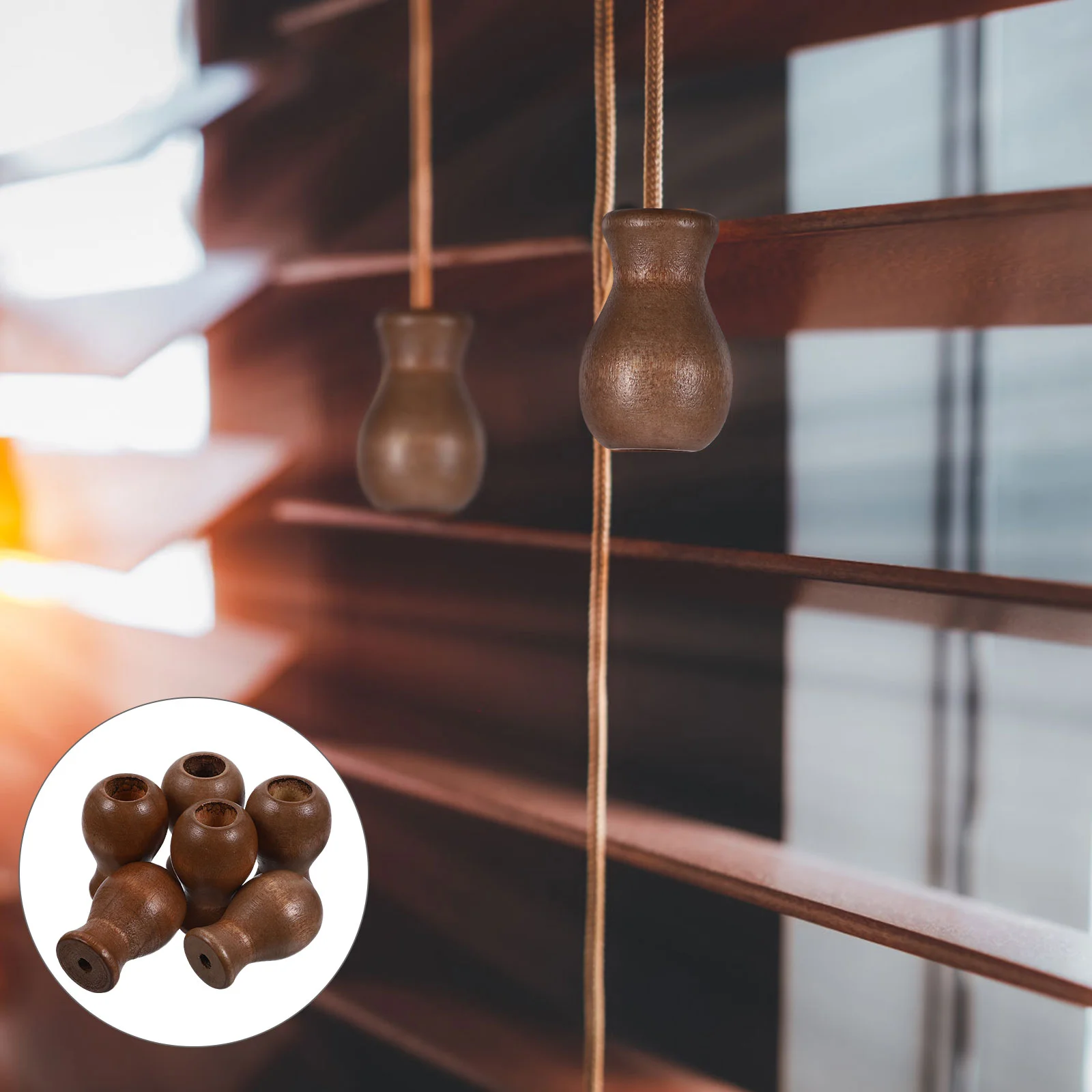 

Wood Cord Tassels Window Blinds Shades Wooden Hanging Ball Pulls Cord Knobs Drops Pull End Roman Shades Curtain