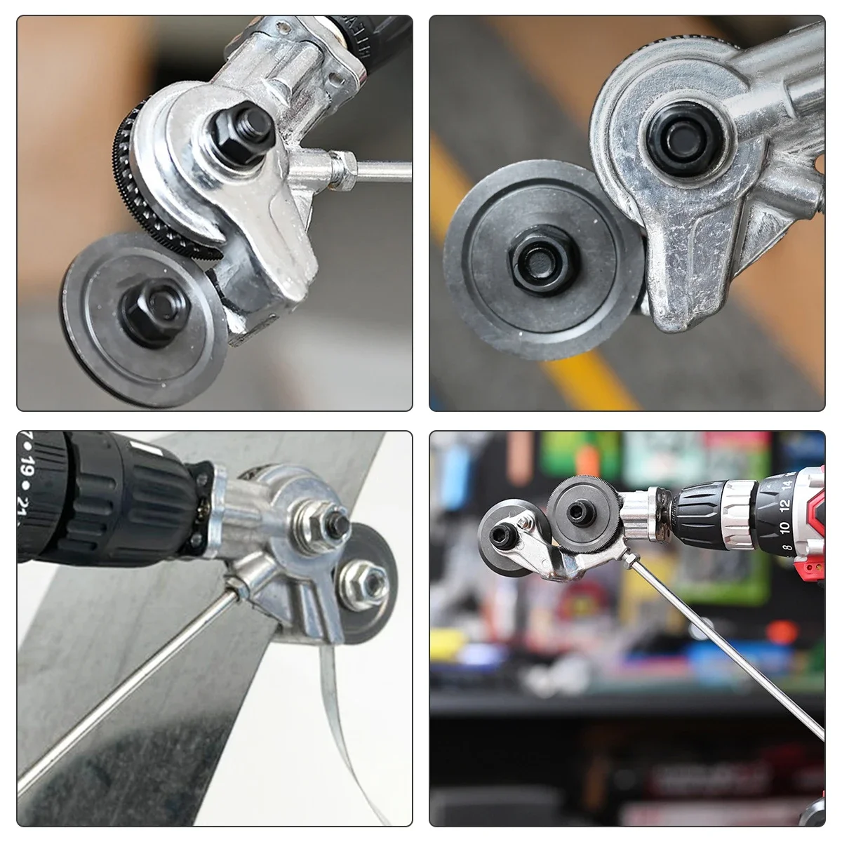 Electric Drill Plate Cutter Attachment Double Headed Iron Metal Sheet Cutter Plate Punch Scissors Free Cutting  Mental Tools 6