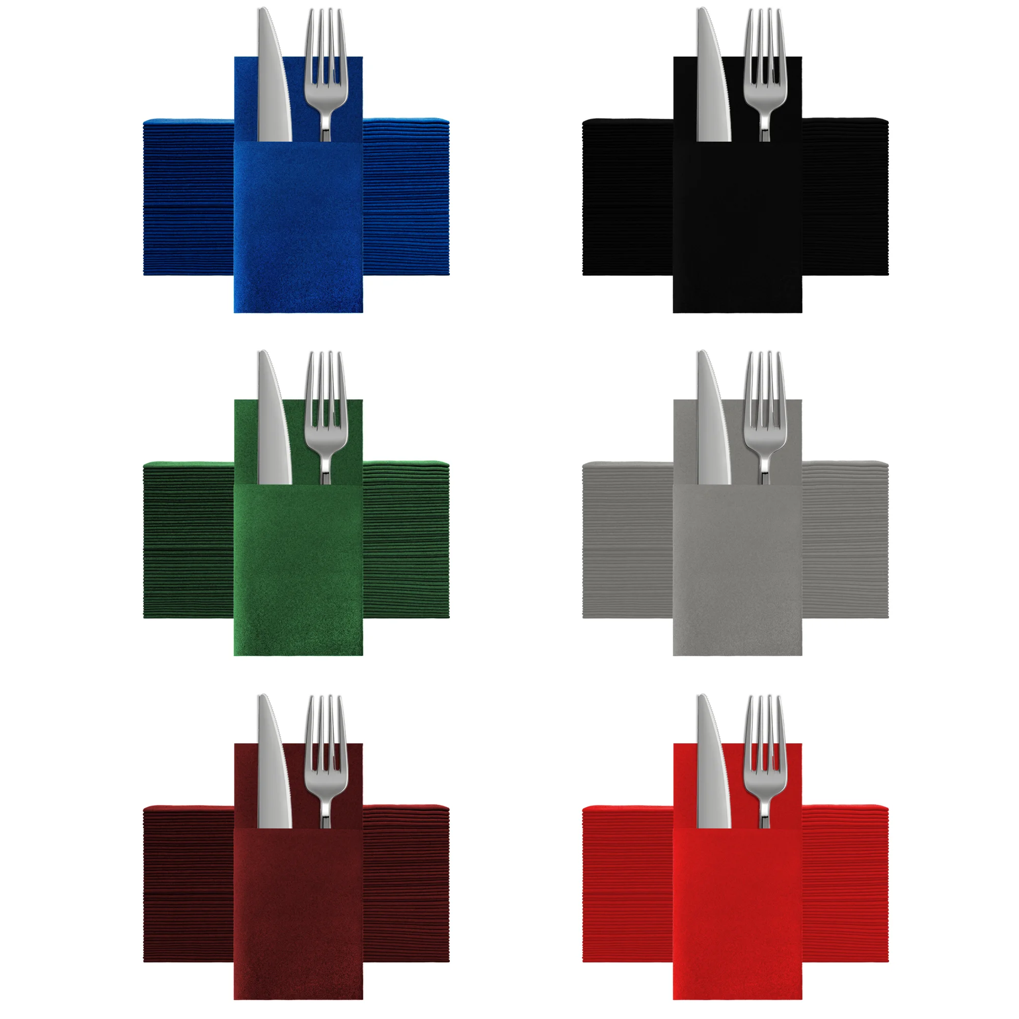 JINYUDOME 25/50Pcs Disposable Linen-Feel Dinner Colored Napkins With Built-in Flatware Pocket,Prefold Paper Napkins For Wedding