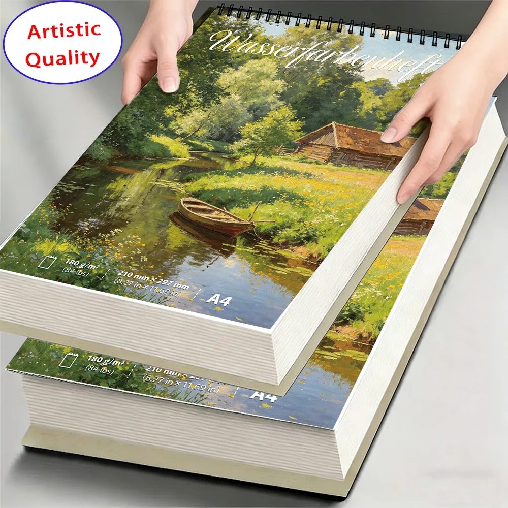 A4/A5 180GSM 스프링 제본 수채화 스케치북, 30매 무산지 두꺼운 종이, ..