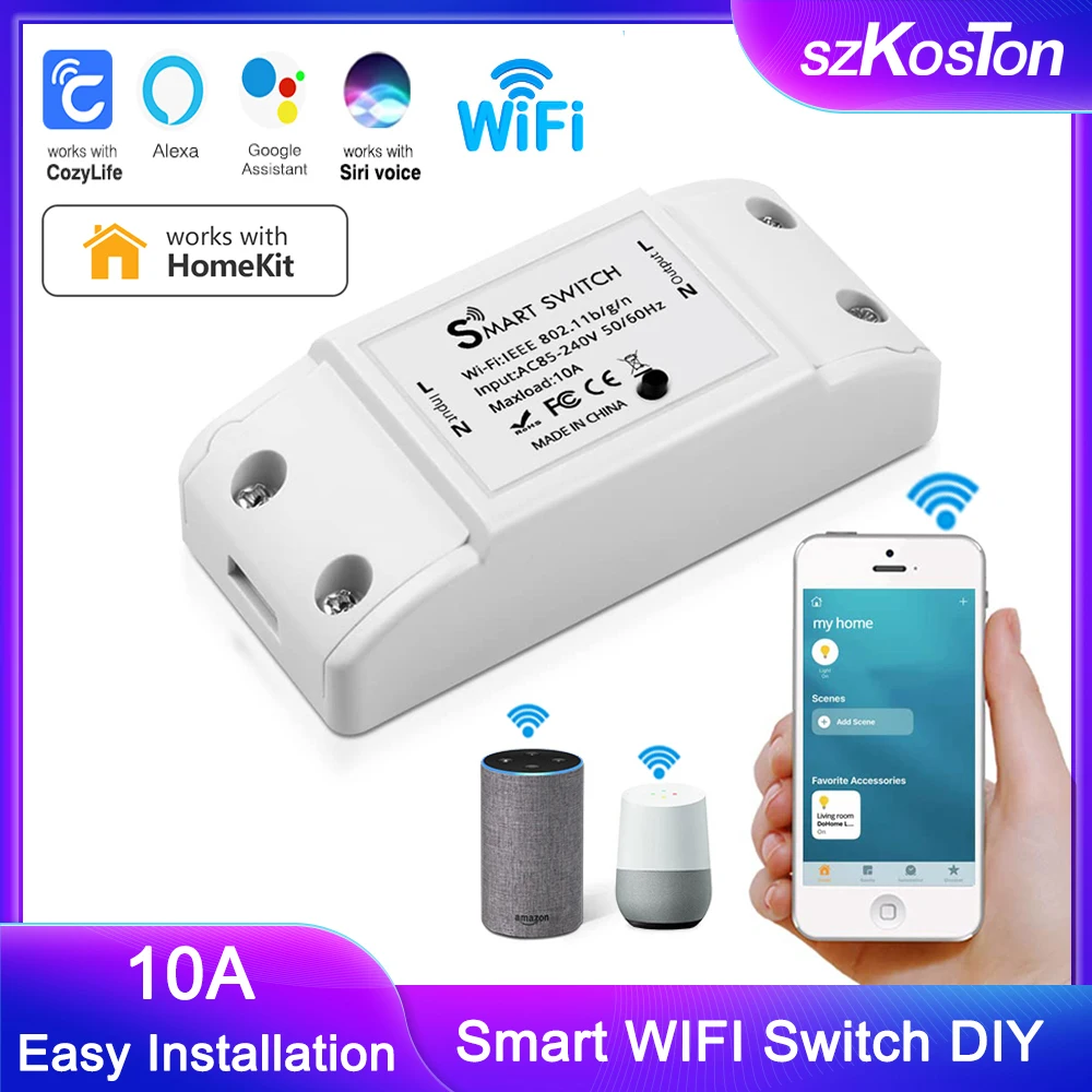 

Smart Switch WIFI Relay Switch Controller Module Timing APP Remote Control Voice Breaker Works with Alexa Google Home Homekit