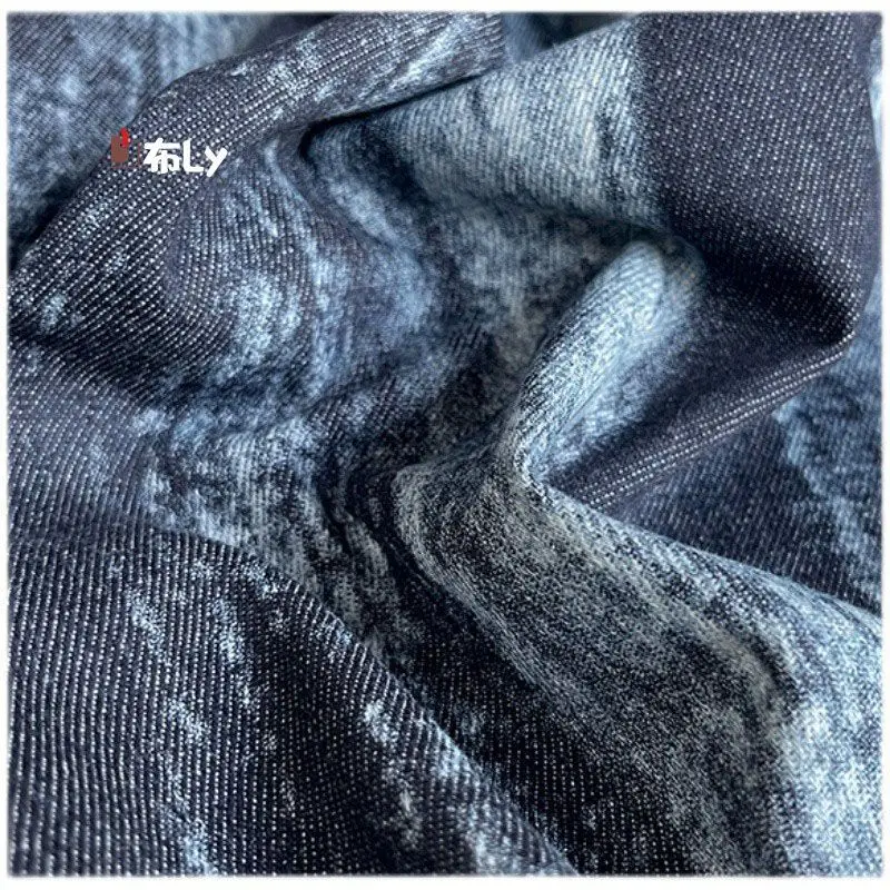 다크 블루 리버 그라인딩 하이엔드 데님 원단 크리에이티브 DIY 가방 바지 의류 디자이너 원단 변형