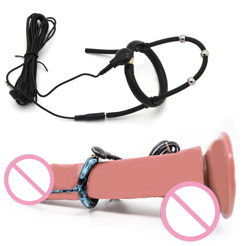 Electro Sex for Men E stim Chastity Cage Electric Shock BDSM Penis Cock Ring E-stim Cockring Electrosex Electrostimulation