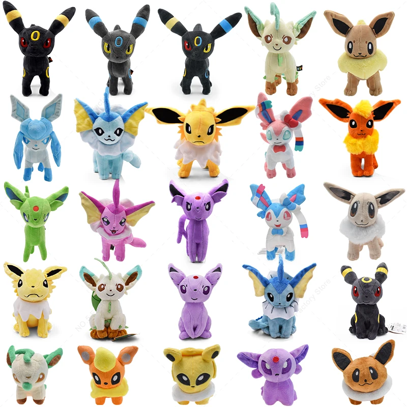 10-23cm Pokemon Sylveon Plush Toy Kawaii Anime Eevee Espeon Jolteon Vaporeon Stuffed Animal Doll for Children Christmas Gift