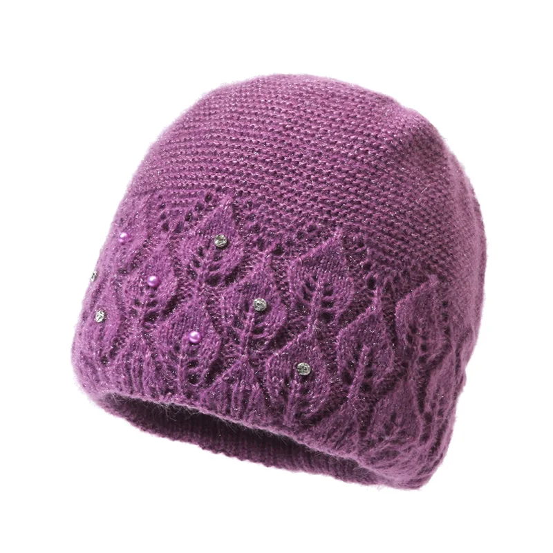 Elegante Winter Hut Weibliche Plus Veet Gestrickte Visiere Hüte Für Frau Mama Oma Kappe Herbst Mode Skullies Beanies_voghion.com