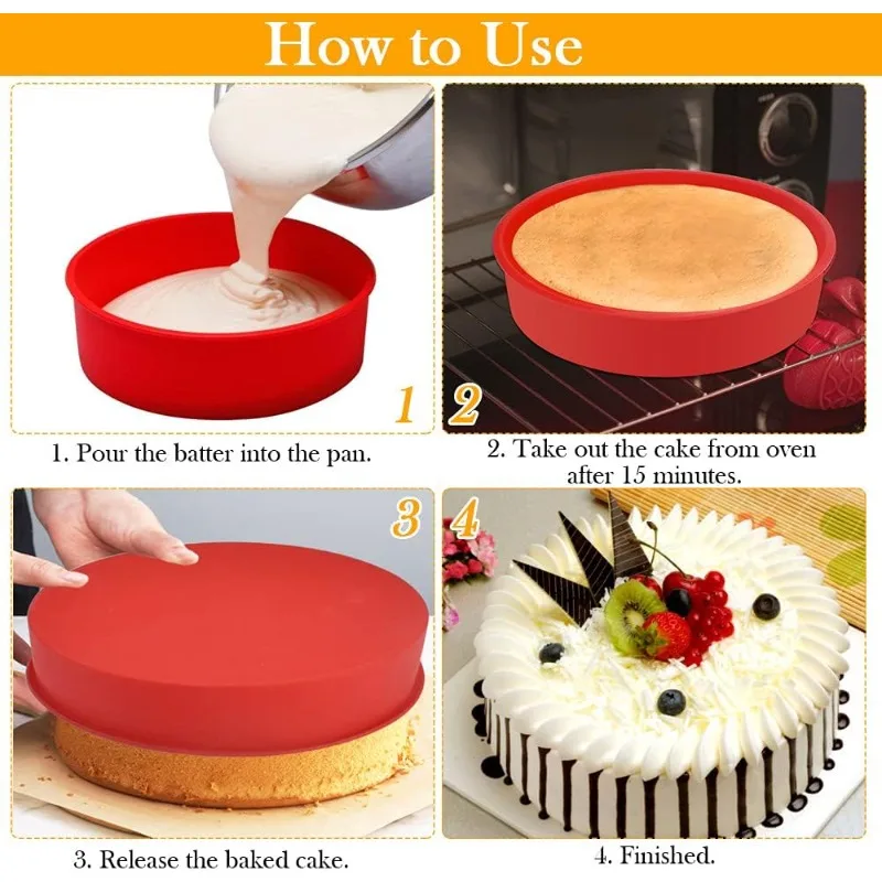 Nonstick Silicone Cake Mold Round Baking Pans for Mousse and Pastry Desserts DIY Kitchen Bakeware Oven Safe Flexible Cake Tools
