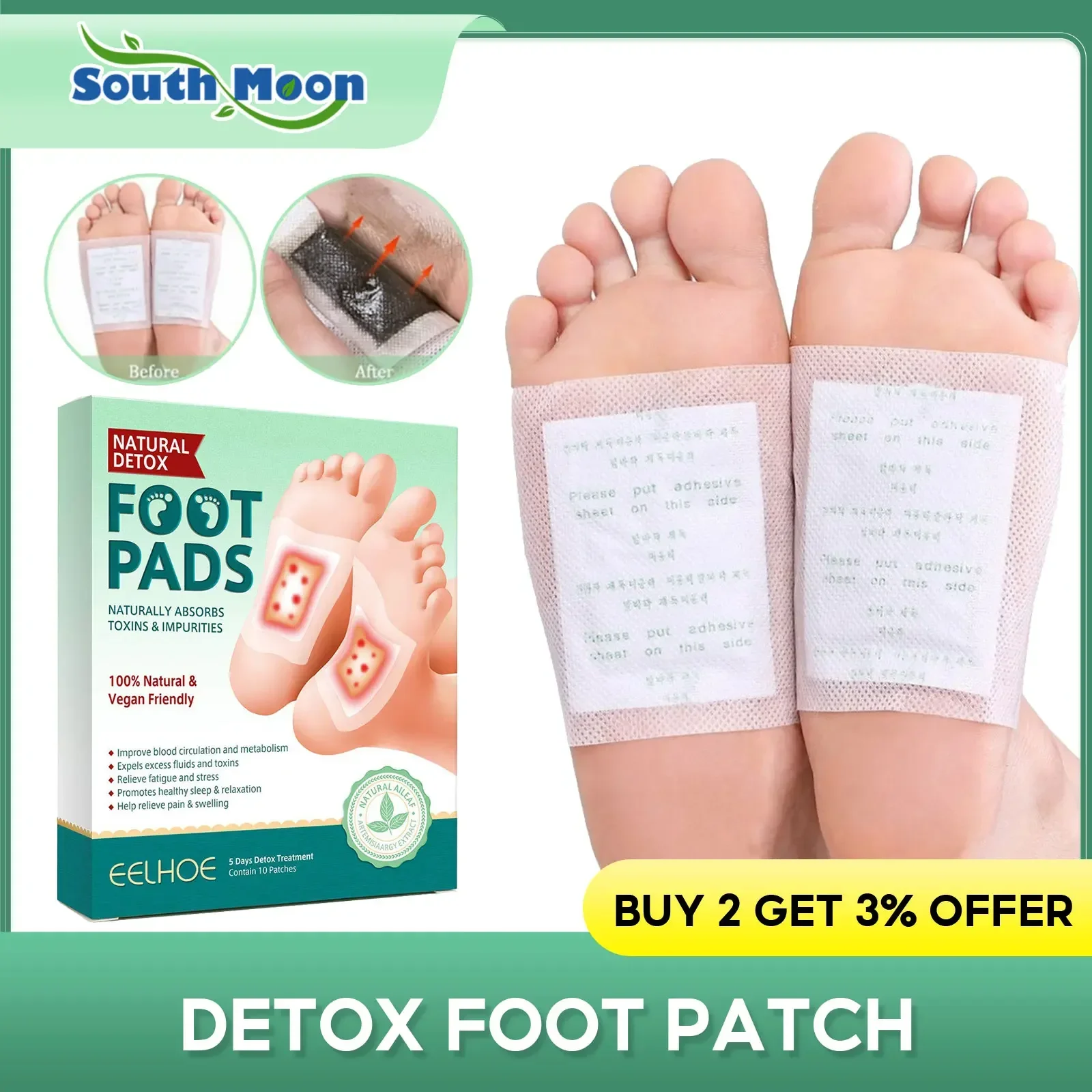 

Detox Foot Patch Insomnia Treatment Deep Sleep Toxin Removal Detoxification Improve Fatigued Stress Relief Wormwood Foot Plaster
