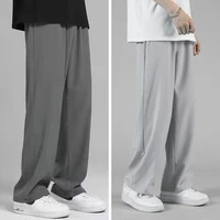Men's Casual Straight Leg Pants Summer New Sle Ice Silk Thin Spor Drapey Long Trousers Breathable Faionable Straight Cut