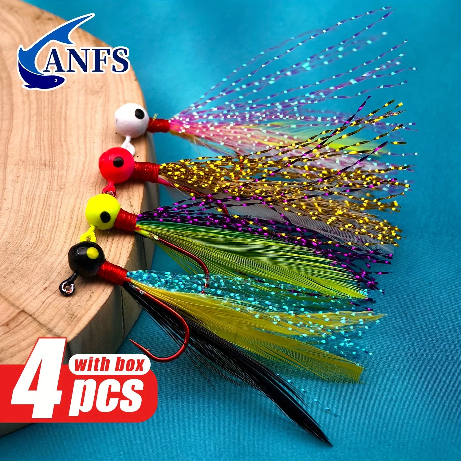 ANFS 4 teile/schachtel Jig Kopf Angelhaken Set-Süßwasser Salzwasser Angeln Jig Haken Für Bass Crappie Forelle Panfish